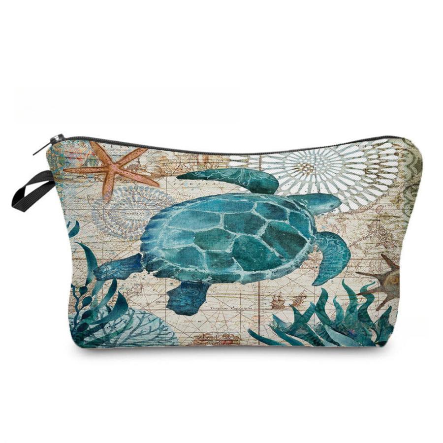 Women Octopus, turtle Print Cosmetic Bag Toiletries Organize Travel Storage Case 6969 KTB
