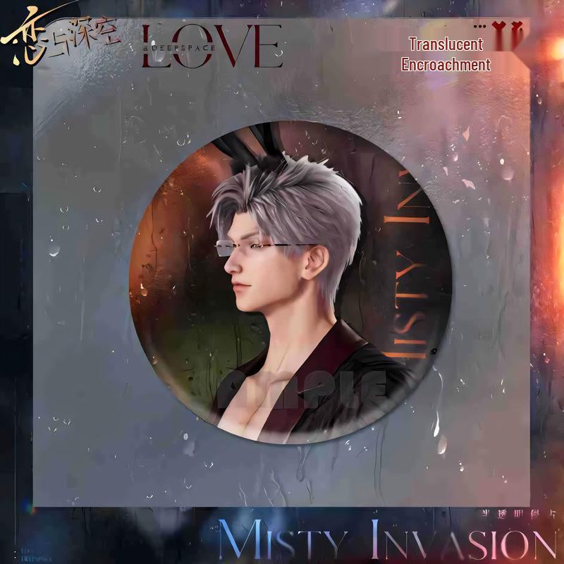 Double-Sided Flashing Badge: Love & Deepspace Acrylic Standee with Qin Che, Shen Xinghui, Li Shen & Qi Yu Charms