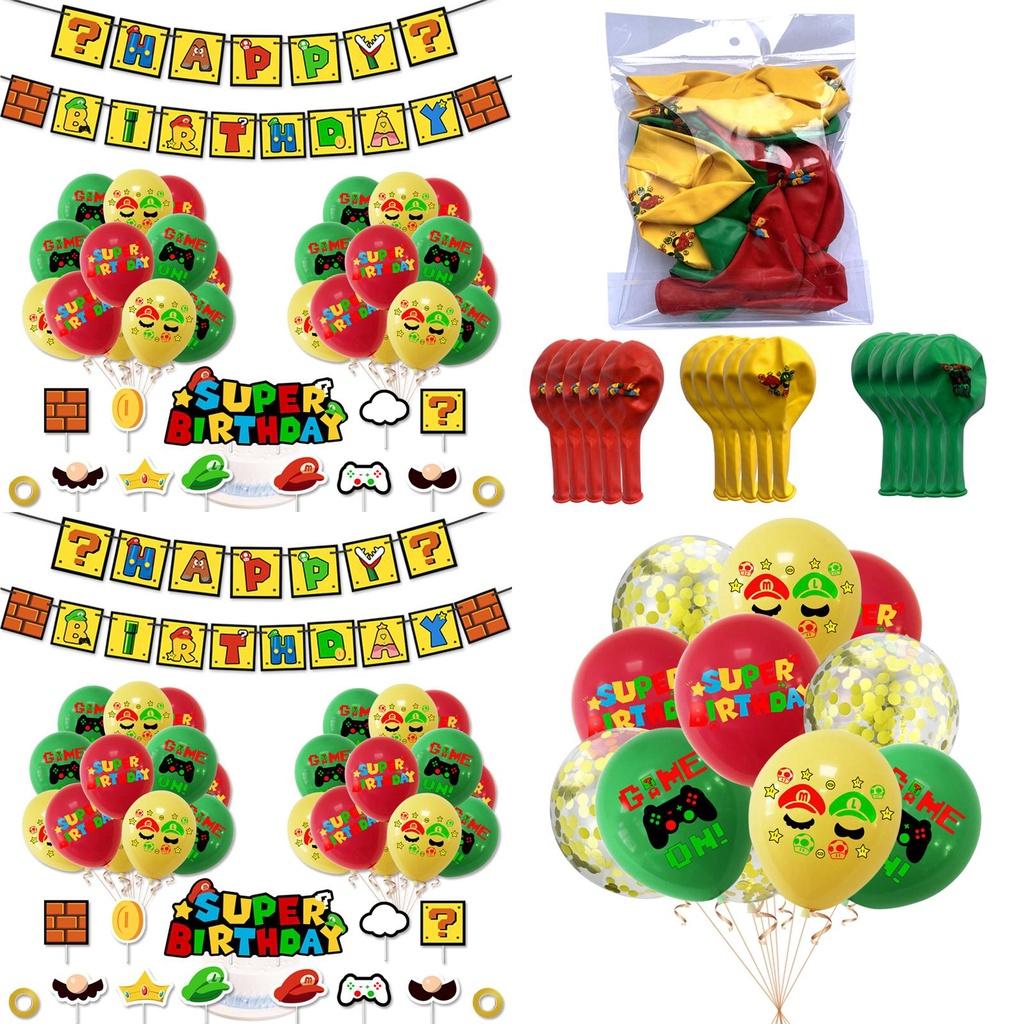 Festliche Super Mary Mario Luftballons Kuchenaufsatz Banner Für Fröhliche Geburtstagsfeiern