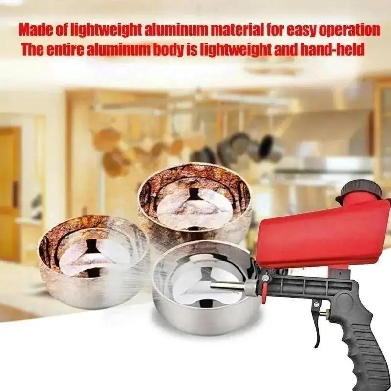 New 2025 Portable Aluminium Pneumatic Sandblaster Spray Gun Sand Removal Blasting Power Machine Gravity Sandblasting Gun Tools