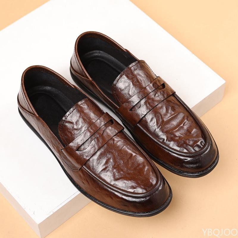 Spring And Summer New Leather Shoes Doudou Shoes British Dress Business Casual Men Lazy One Pedal Loafers Men