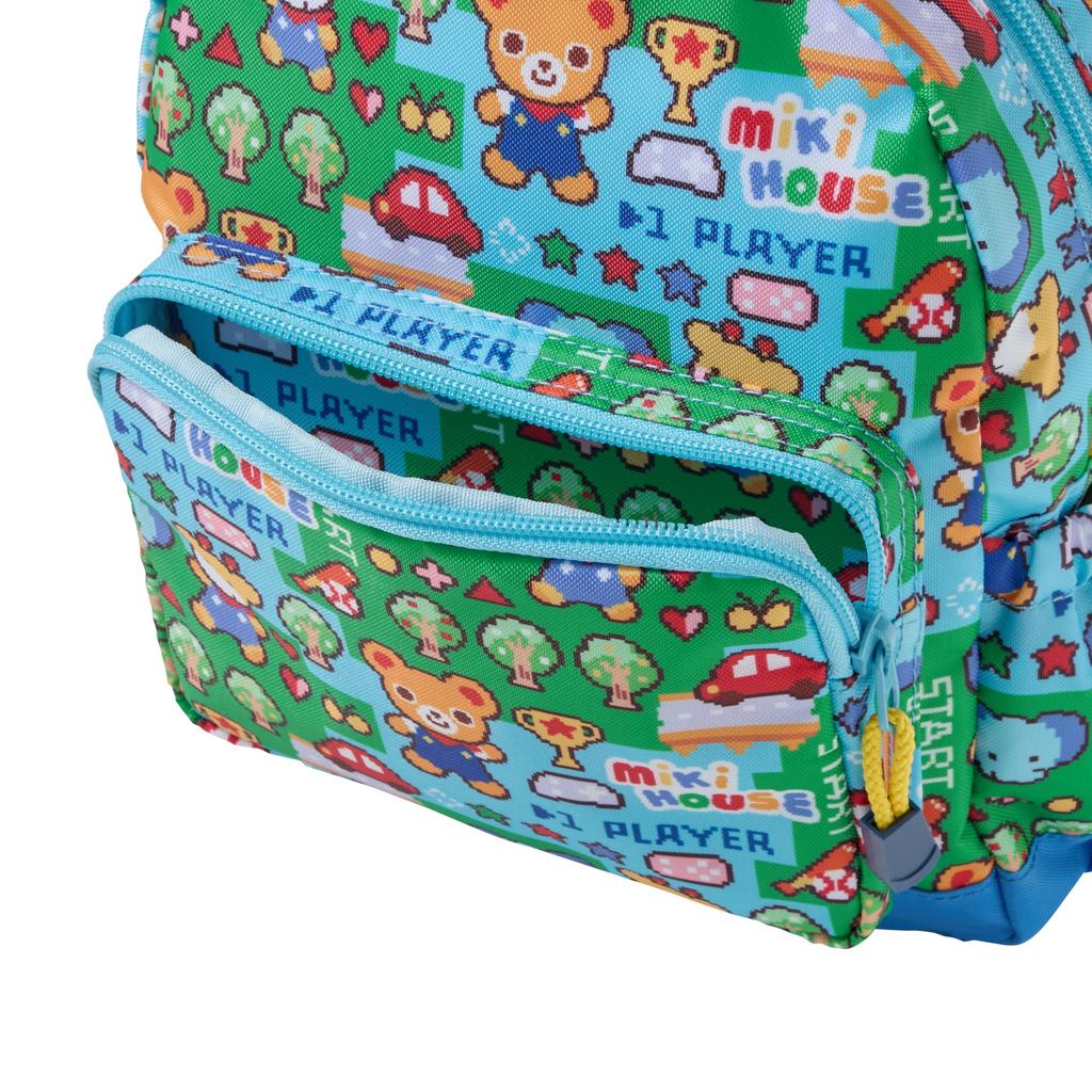 MIKIHOUSE Retro Video Game Print Kids Backpack Rucksack S 6L Polyester Oxford Bear Rabbit Boys Girls Baby Children