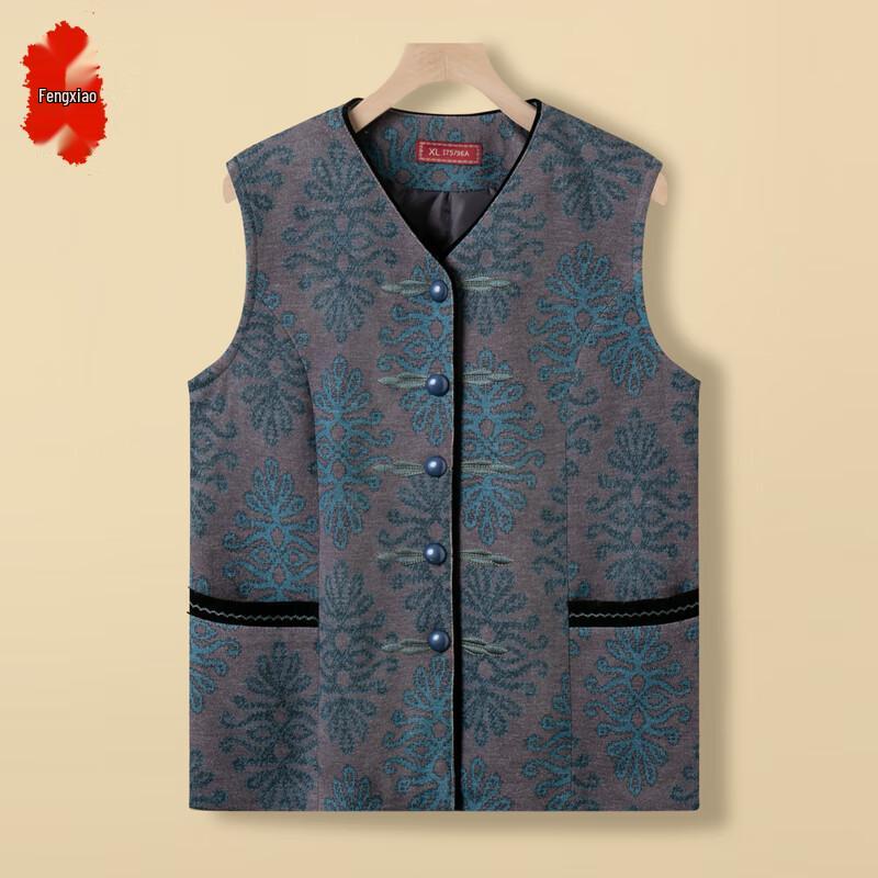 Elderly Women's V-Neck Spring Autumn Loose Vest