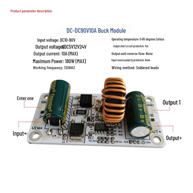 180W DC-DC Buck Module 10-90V to 5V/12V/24V, High Voltage Resistant 10A High Power Regulated Power Supply