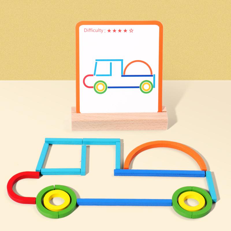 Wooden Creative Sticks And Rings Puzzle Montessori Early Creative Puzzle Building Blocks Childhood Educational Toys For Gift