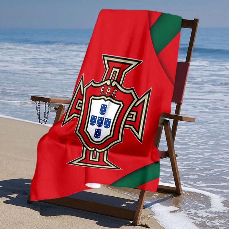 proof beach towel with Portugal Football team pattern - soft,absorbent,quick-drying,machine washable - perfect for swimming,camping,bathing
