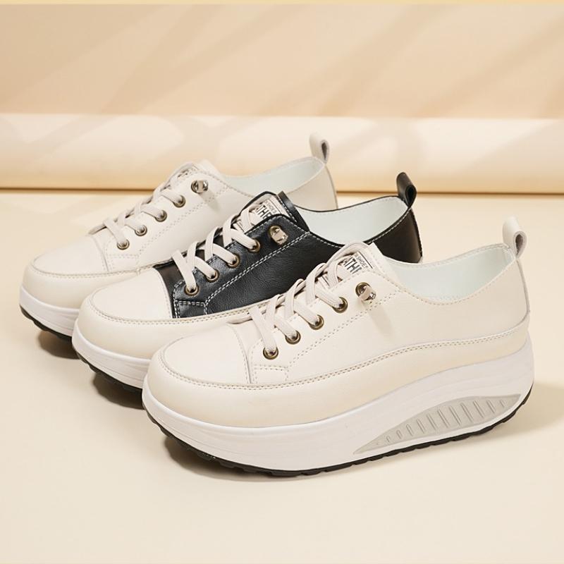 35-41 Women's Leather Lace-up Platform Rocker Shoes Wedge shoes Casual Shoes