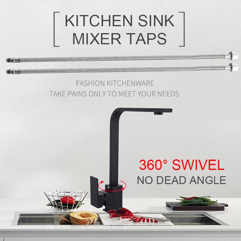 Rubinetto da Cucina Rotazione 360° Nero Acqua Potabile Foro Singolo Caldo e Freddo Acqua Pura Lavelli Montaggio su Pozzetto Miscelatore