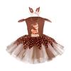 Accessori Costume da Cervo per Bambina con Vestito e Cerchietto Outfit da Renna di Natale per Bambino Halloween Natale Cosplay