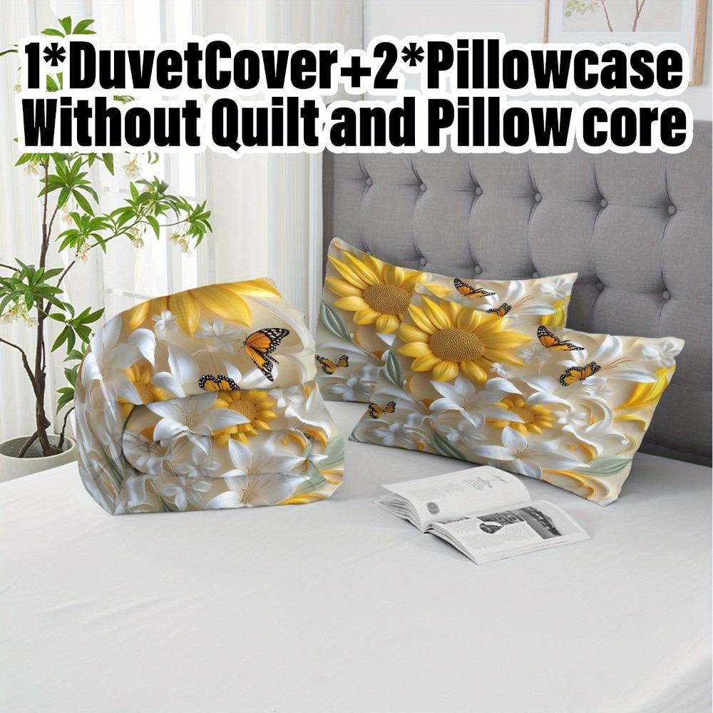 Sunflower Butterfly 3D Print Bedding Set Washable Duvet Cover Duvet Cover King Queen Twin Single Size Bithday Gift Bedroom Decor