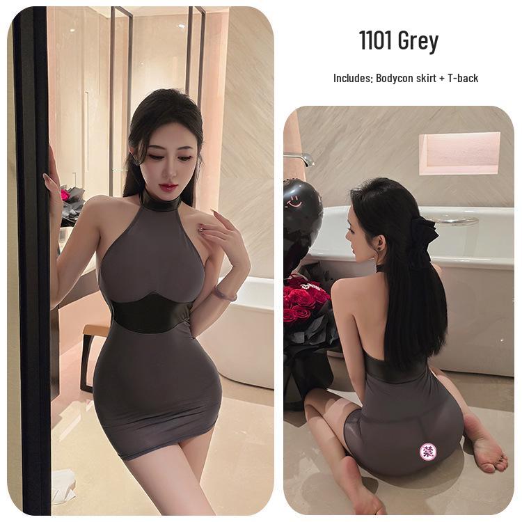 Long Night Sexy Transparent Bodycon Dress: Streamlined See-Through Hip-Hugging Lingerie for Nightclub 1101