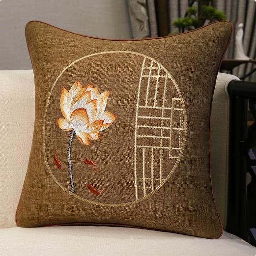 Chinese New Style Fu Character Pillow Case, Wedding Red Lucky Linen Cushion Cover for Sofa Bedroom Decor