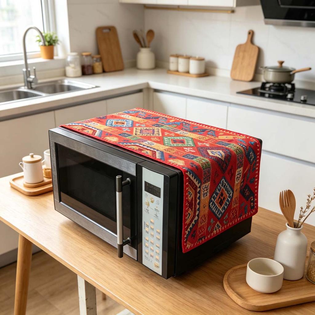 30x90cm Easy to Install Cotton Linen Microwave Dust Cover Anti Dust Cover
