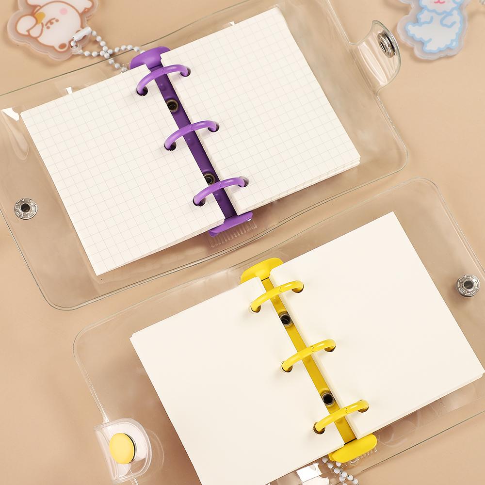 JIANWU Creative Cute Transparent 3 Ring Mini Loose-leaf Hand Book Student Portable Notebook Ring Binder Kawaii School Supplies
