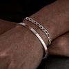 Men's 2pcs Set Simple Fashion Cuban Snake Link Chain Bracelet Stainless Steel Open Cuff Bangle Punk Hip Hop Jewelry Set Gifts