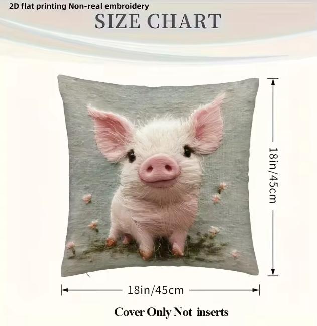 Adorable Pig 2D Flat-Printed Pillowcase Non-Real Embroidery Pillow For Cozy Decor Sofa Cushion Cover Home Decoration 2D Printing
