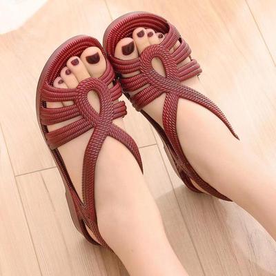 Women's Casual Oil Red Sandals: Comfortable One-Strap PVC Slippers for Autumn/Summer