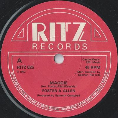 Disque 7 pouces FOSTER & ALLEN - Maggie RITZ025 Ritz Records 1982 UK Folk Occasion