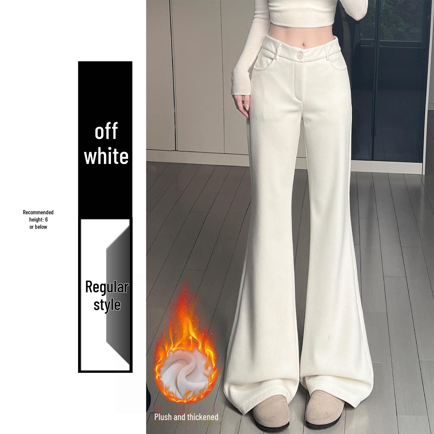 

Women s Off-White High-Waisted Corduroy Flared Pants, Autumn/Winter 2025, Slimming Straight Leg with Lazy Drape Large