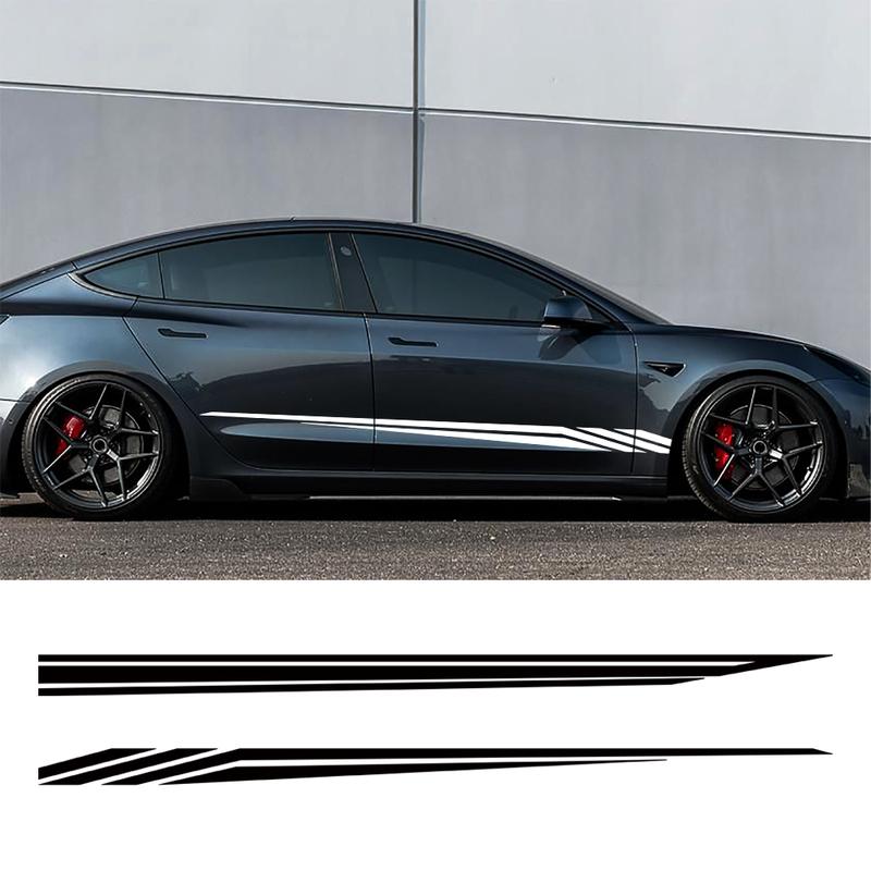 2PCS For Tesla Model 3 Car Body Side Sticker Striped Racing Style Decor Decal  Vinyl Cover Auto Tuning Accessories