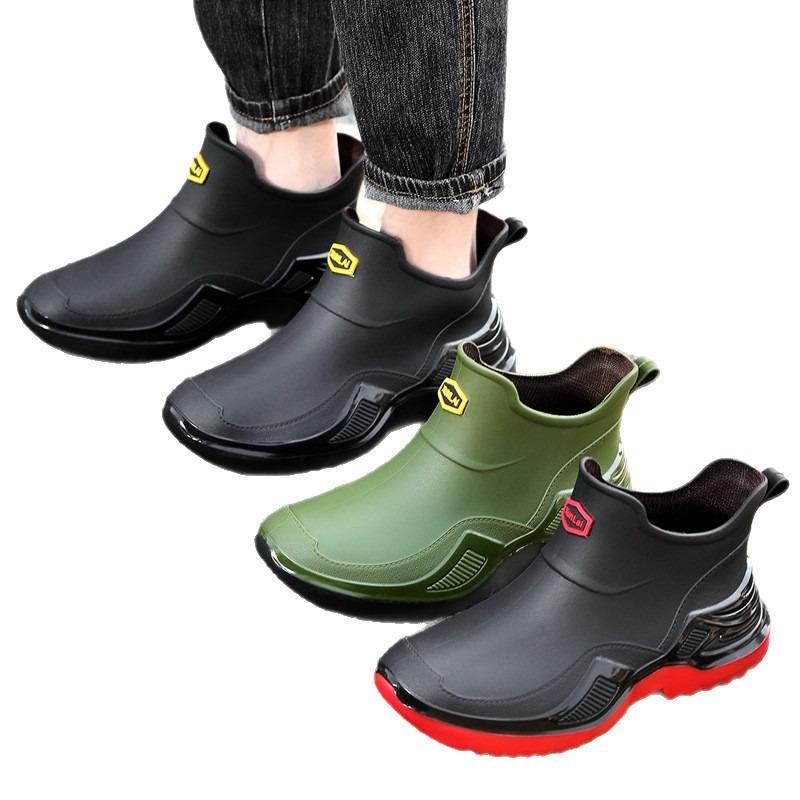 Commuter wading shoes short sports rain shoes fashion rubber shoes thickened and widened non-slip rain boots men's shoes