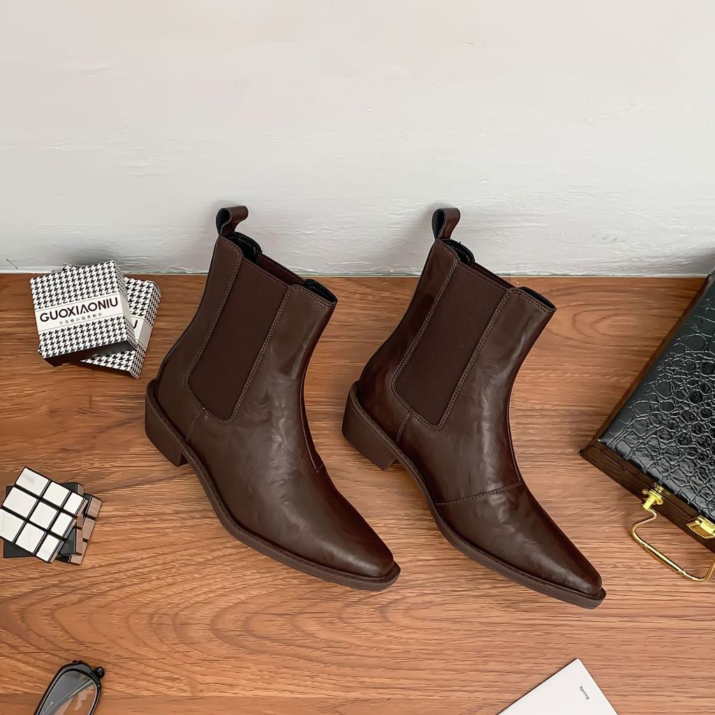 Grape mother winter new Internet celebrity elastic thin boots women wear high-end short boots children thick heel women's boots