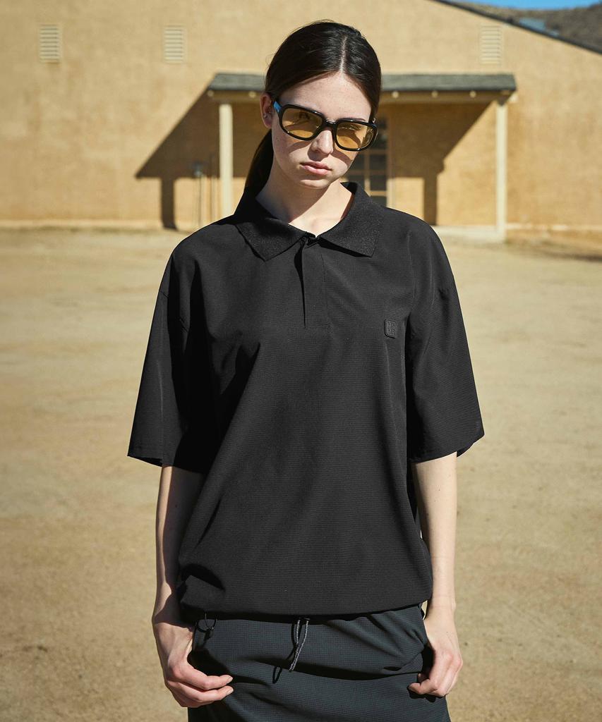 MINIMALPROJECT Minimal Patch Logo String Airy Short Sleeve Polo Shirt Mkt105 [Bkack]