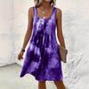 Nuovo Vestito Moda Senza Maniche Tie Dye Stampato Primavera/Estate Ampio Pieghettato Elegante A-line Corto da Festa Casual Semplice Vestito Estivo