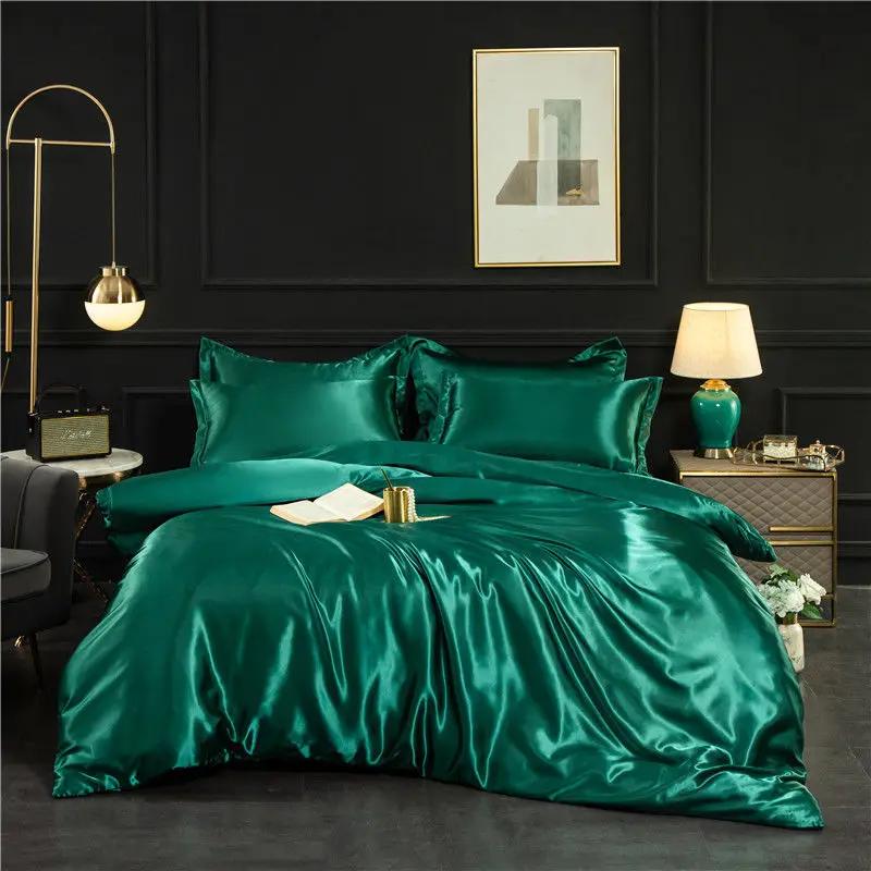 Luxus 100% Seidenbettwäsche-Set mit Bettbezug-Set Doppel- King- Queen-Size Bettwäschebezug-Set 4-teilig Bettdecke Bettwäsche-Sets