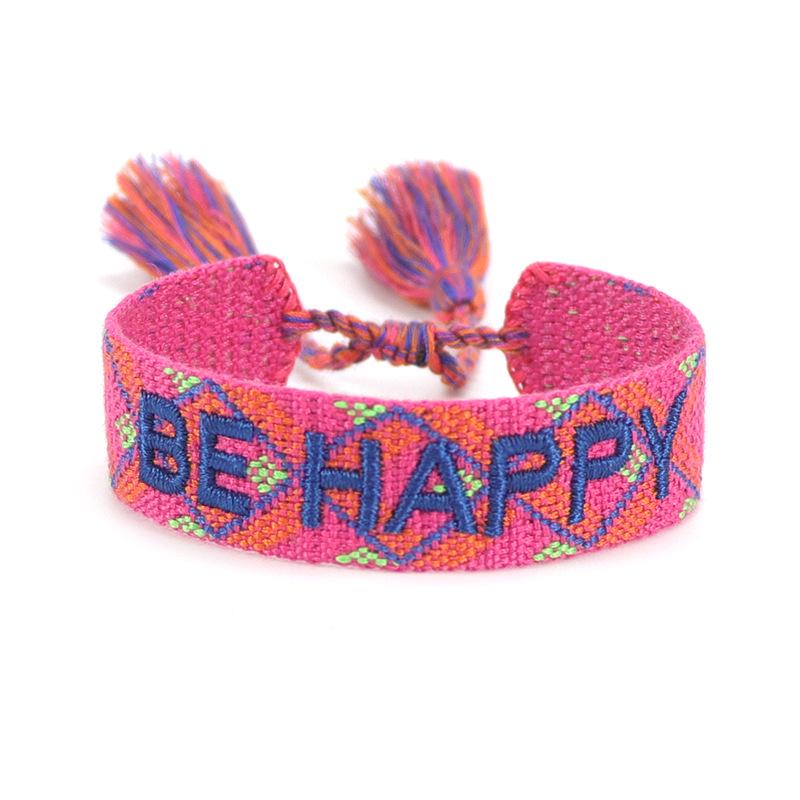 Handmade European Style Embroidered Love Bracelet with Tassels for Girls
