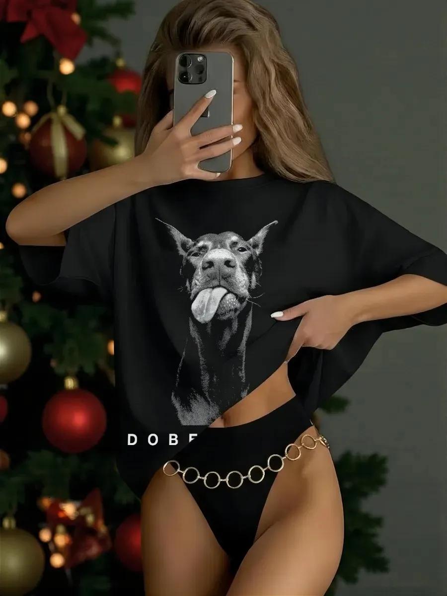 T-shirt with Doberman dog print 2XL
