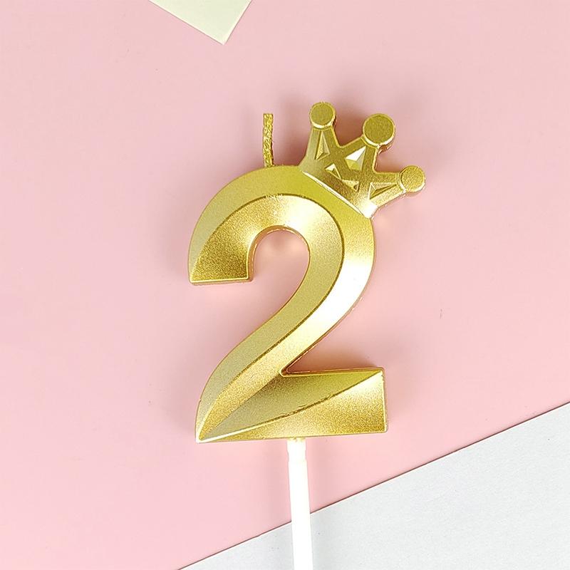 Crown Candle Birthday Decoration Sliver Gold Digital 0-9 Cake Topper Decoration Baby Shower and Anniversary Day Decor Supplies