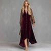Women's Bohemian Velvet Leopard Print Patchwork Dress in Vintage for Fall and Winter