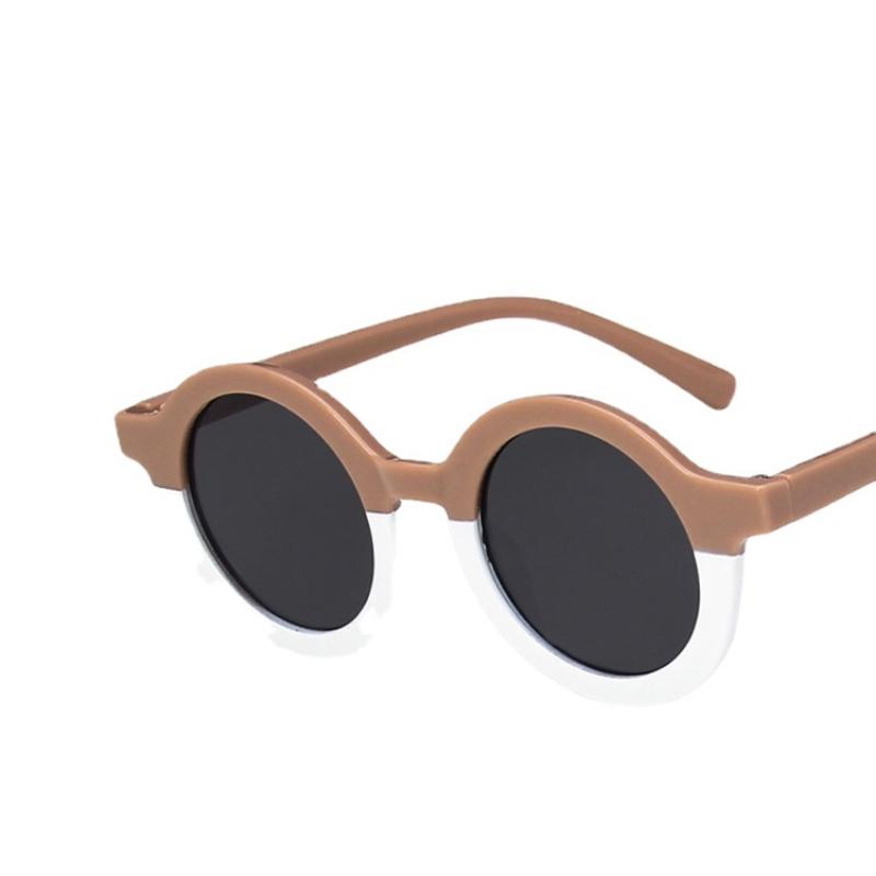 

New Style Boy Girl Cute Leopard Double Color Cartoon Bear Shape Round Sun Glasses Kids Vintage Style Sun Eyeglasses UV400 Protection Eyeglasses As shown in the figu
