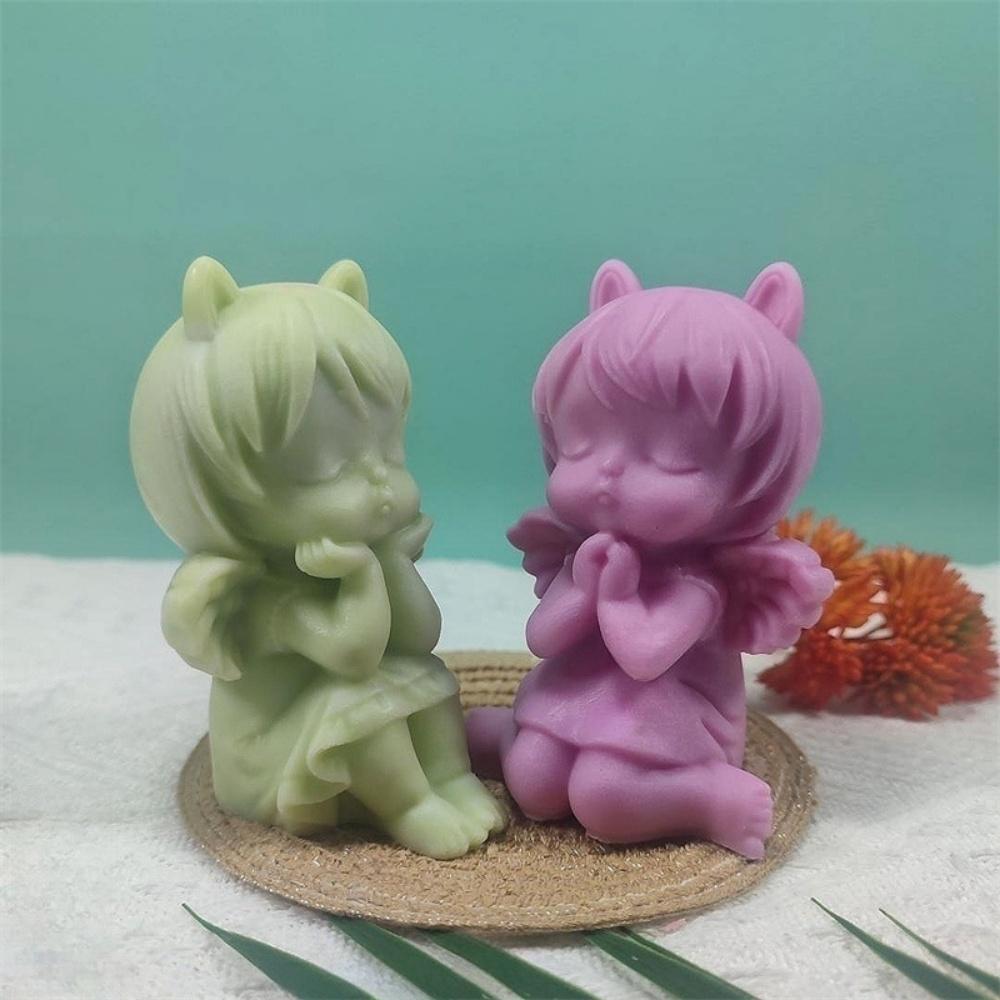 3D Flower Picking Girl Candle Silicone Mold DIY Wishes Wings Girl Candle Gypsum Soap Resin Mold Chocolate Cake Baking Tool Gift