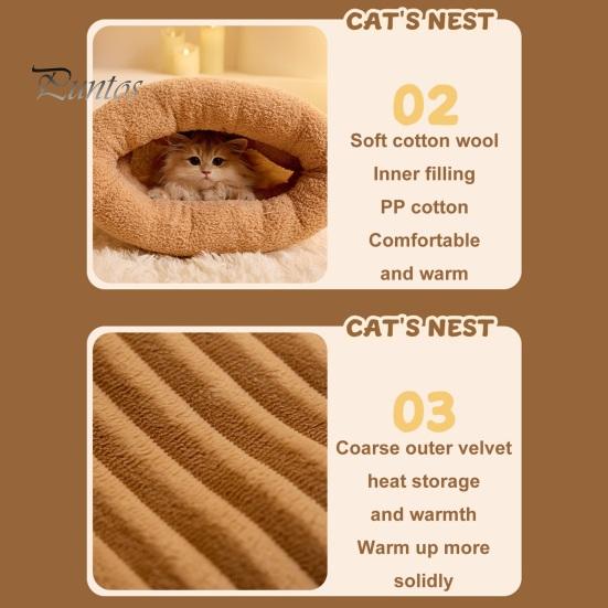 Katzen-Winterschlafsack, Plüsch, warmes Katzenbett, Höhle, 360-Grad-Wickel, Katzen-Wärmekissen, Schlafsack für kleine Hunde und Katzen