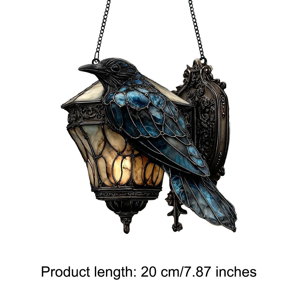 Halloween Crow Lantern Suncatcher Decoration Acrylic 2D Flat Window Hanging Decoration Raven Hanging Ornament Halloween Decor