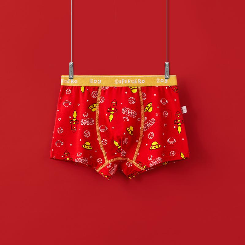 Jungen Antibakterielle A-Klasse Boxer-Slips - Klein bis Groß, Neujahrs-Rot Tierkreiszeichen Design