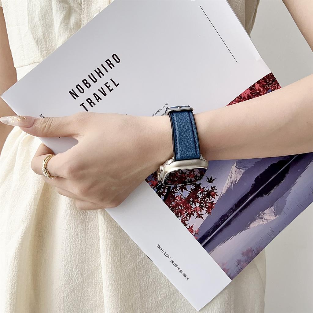 Uhrenarmband für Apple Watch Serie 10 9 8 7 SE 6 5 4 3 2 1 42mm 41mm 40mm 38mm Metallschnalle Litschi-Textur Silikonarmband