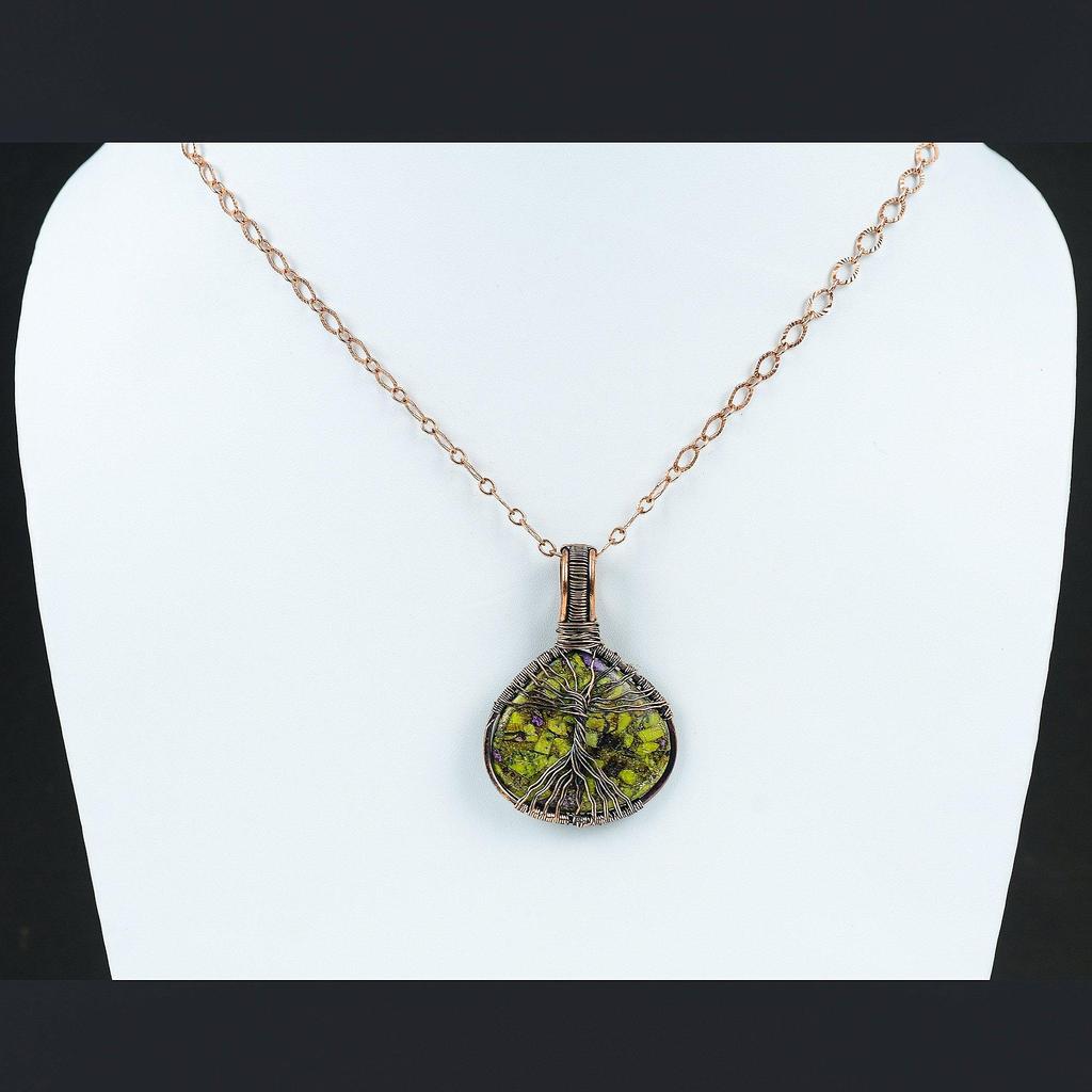 Tree Of Life Stichtite Gemstone Pendant Copper Wire Wrapped Pendant Copper Wire Jewelry Gift For Him Handmade Pendant Tree Of Life Jewelry