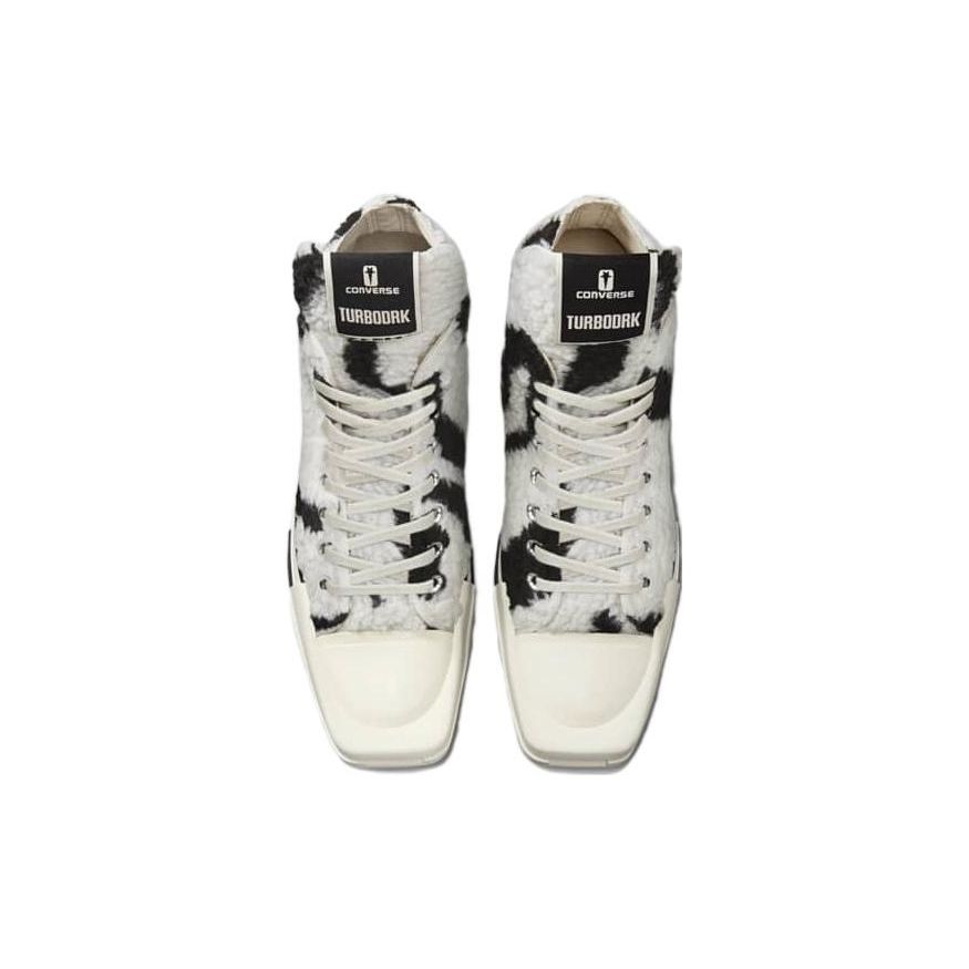 Rick Owens x Converse DRKSHDW TURBODRK Chuck 70 High Zebra Unisex Sneakers Hvit Liljehvit Svart A03943C