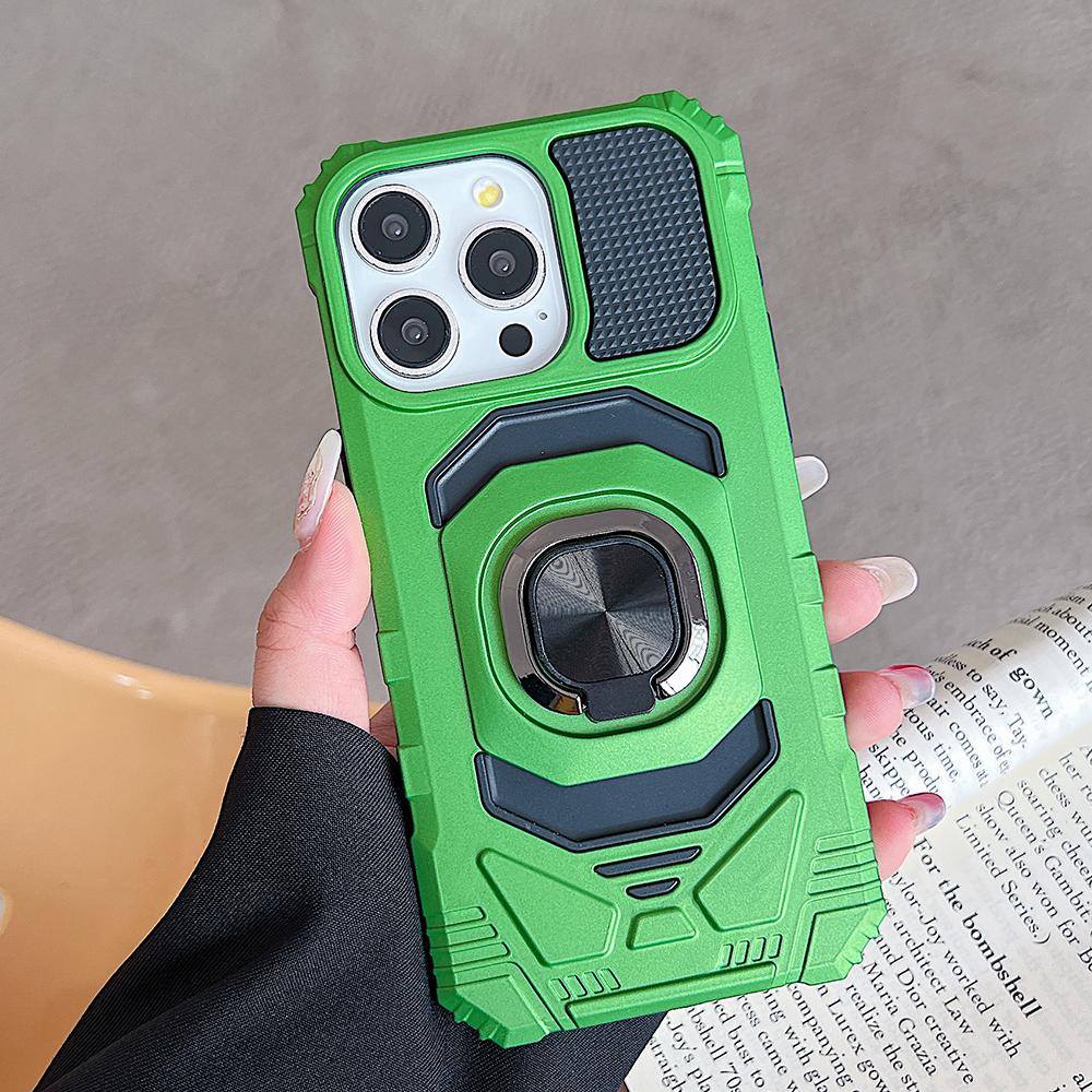 shockproof rugged metal ring bracket hard phone case for For Iphone 15 14 13 12 11 Pro Max car phone holder scratch-proof back cover