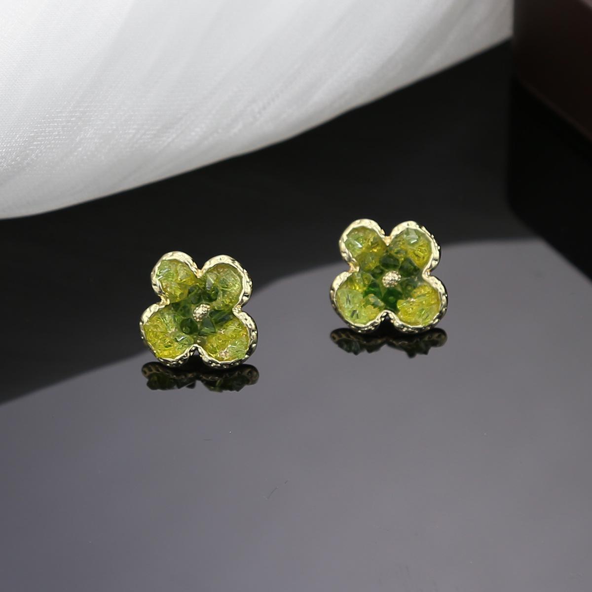 

Серьги-гвоздики с кристаллами зеленой камелии, легкие, роскошные, модные, дизайнерские, высококлассные, универсальные серьги Niche Temperament 14k