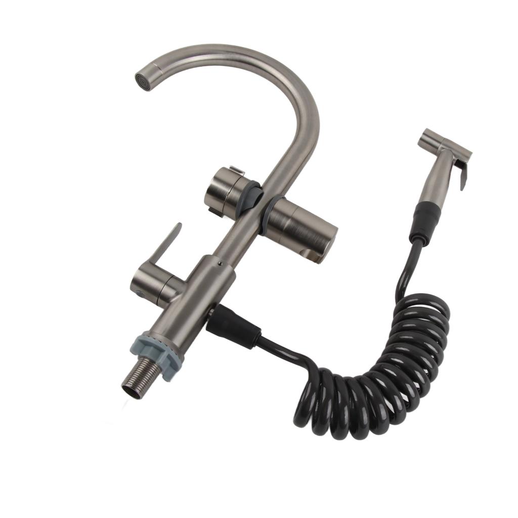 Stainless Steel Kitchen Sink Faucet Single Handle Kitchen Faucet with Side Sprayer