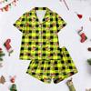 Women's Christmas Print Two Piece Outfit Short Sleeve Top and Casual Shorts Matching Set