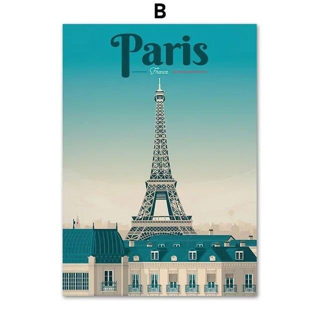 Nordic France Nice Paris Monaco Nantes Poster Colored Travel City Romantic Landscape Canvas Painting Art Wall Home Decor Gift