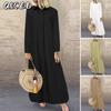 Fashion Summer Spring Solid Color Print Long Sleeve Casual Dresses