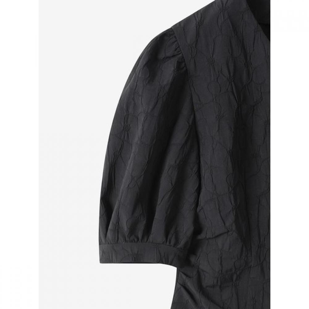 Cc Collect Crinkle Jacquard Shirring Blouse C252msc134