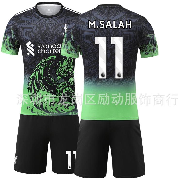 Klubové zelené přechodové tričko Wirtz Salah Liverpool Speciální pamětní edice Rychleschnoucí