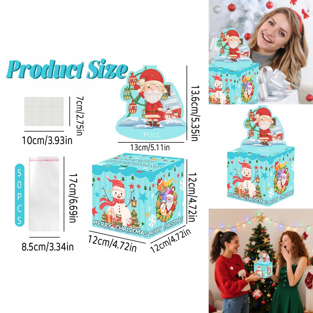 Blue Snowman Santa Claus Pattern Gift Box For Christmas Celebrations